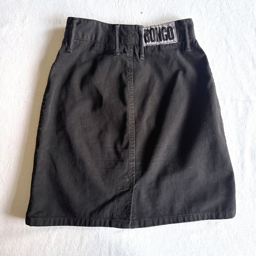 Vintage Bongo Gene Montesano Black Denim Mini Skirt Y2K 90s Statement Belt - Picture 6 of 6